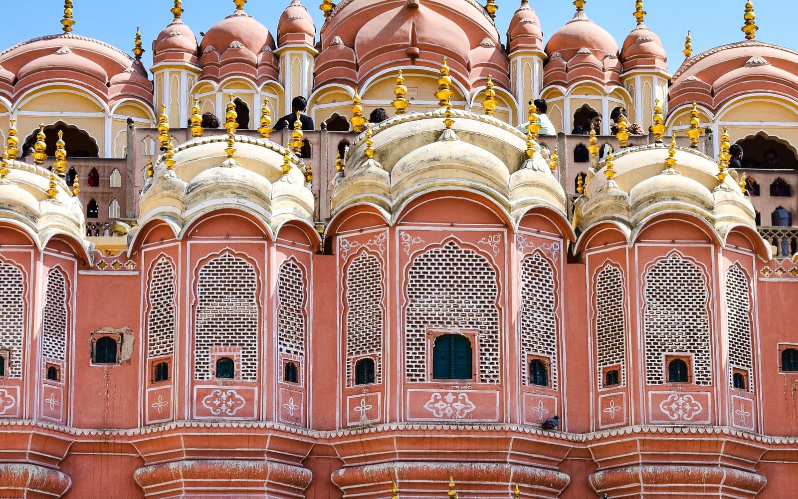 Pink honeycomb facade of Hawa Mahal, Jaipur